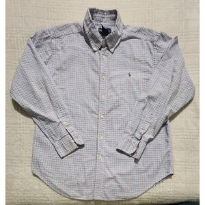Polo Ralph Lauren Boys Large 14/16 Button Down Shirt Blue Checked Preppy School‎